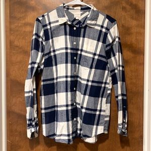 J Crew blue and white flannel